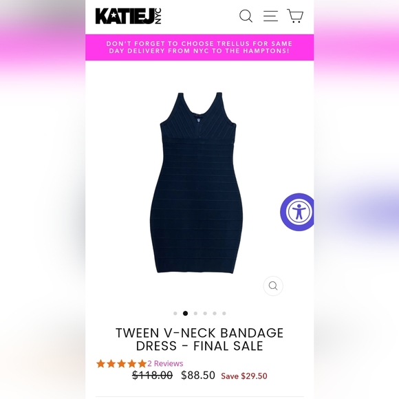 KATIE J NYC TWEEN V-NECK BANDAGE DRESS - - Picture 10 of 12